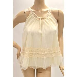 Vintage Intime Babydoll Nightie Small Short Nightgown Ruffle Chiffon Nylon